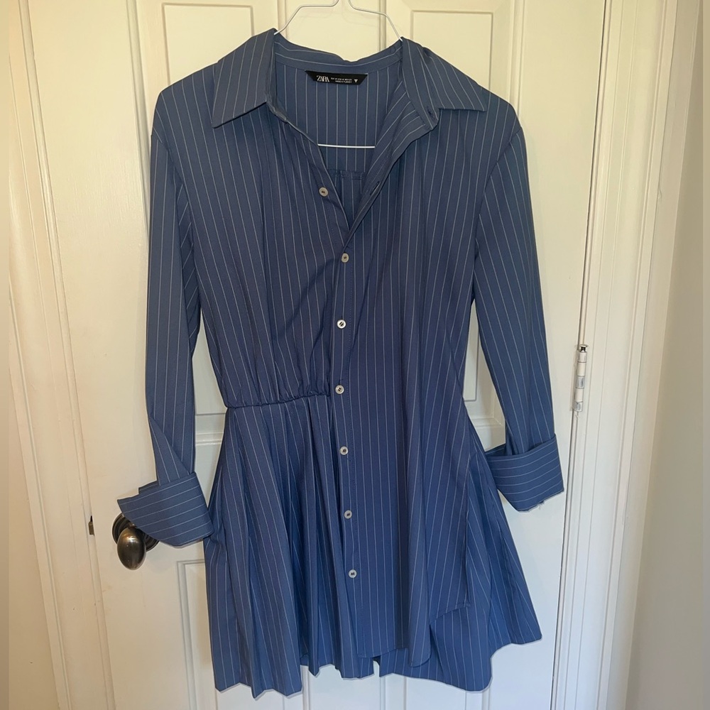 Zara pinstripe layered pleated dress